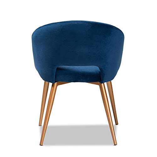 Baxton Studio Vianne Glam And Luxe Navy Blue Velvet Fabric Upholstered Gold Finished Metal Dining Chair #TOP5