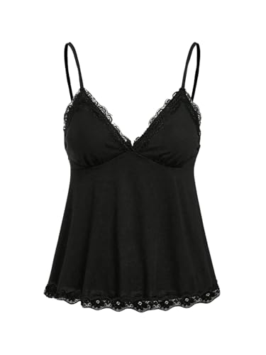 GORGLITTER Damen Spaghettiträger Top Cami Tops V-Ausschnitt Oberteil...