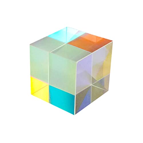 Angoily Optical Glass RGB Cube Dispersion Prism for Home Decor and Educational Use for DIY Light Refraction Experiments and Desk Ornaments