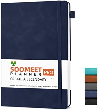 Lined Journal Notebook, 200 Pages, Leather Hardcover Notebooks, A5 College Ruled Thick Classic with Pen Loop Notebook Journals for Writing, for Women Men Office School, 5.75'' X 8.38'', Blue