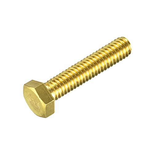 Image of uxcell Brass Hex Bolts, 5 /16-18x1-1 /2 1pcs Fully Thread Grade 4.8 Solid Brass Hexagon Head Bolt Machine Screws for Machinery