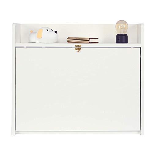 Yusing Wall Mounted Table, Multifunctional Fold Down Wall Mounted Laptop Computer Desk With Storage Compartments For Home, Office, White #TOP5