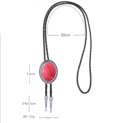 Image of Jeilwiy Bolo Tie for Men Real Stone Westwern Cowboy Ties Silver Bolos Women Leather Necktie Gift for Birthday Christmas