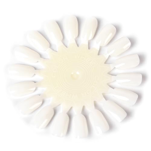 20Pcs False Nail Swatches Wheels for 360 Color Nail Tips Acrylic Nail Art Polish Display Nail Practice Tips Board for Manicure, Home DIY/Nail Art Salon Show, Natural