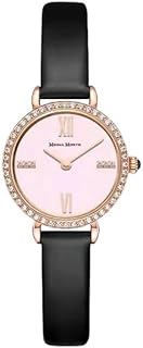 ساعة يد بسوار جلدي للنساء من ميخائيل موسكفين، لون اسود، موديل 2025L-RG-PK-B، تناظري