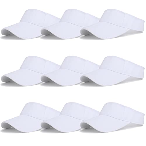 Ultrafun 9Pack Kids Sun Visor Hat UV Protection Sports Tennis Beach Summer Visor Hats for Boys Girls Aged 5 to 12 Years (9Pack-White)