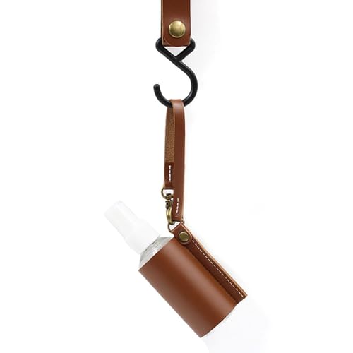 Image of VKSG Disinfectant Holder - 60ml Sanitizing Spray Bottle Bag Holder - Belt Loops, Clip On Backpacks & Purses -(Reusable Bottles (Brown)