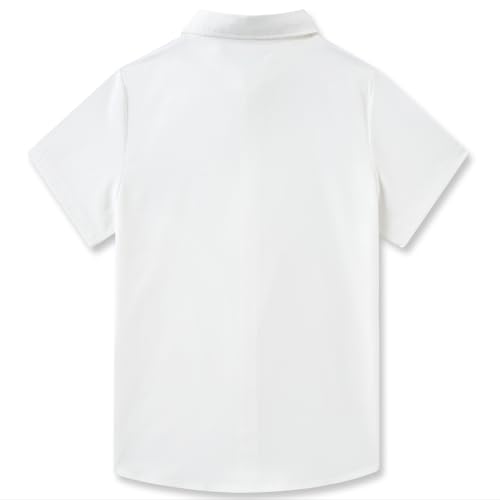 Funnycokid Boys Button Down Shirts Short Sleeve Dress Shirt Solid Formal Uniform 2-10 Years2