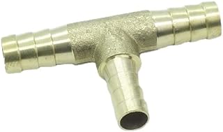 CDQBWKJGFJ 1 Piece Brass Hose Barb Tee Reducer 3/8" x 3/8" x 1/4" Barbed T Fitting 3 Ways Air Hose Union Fitting