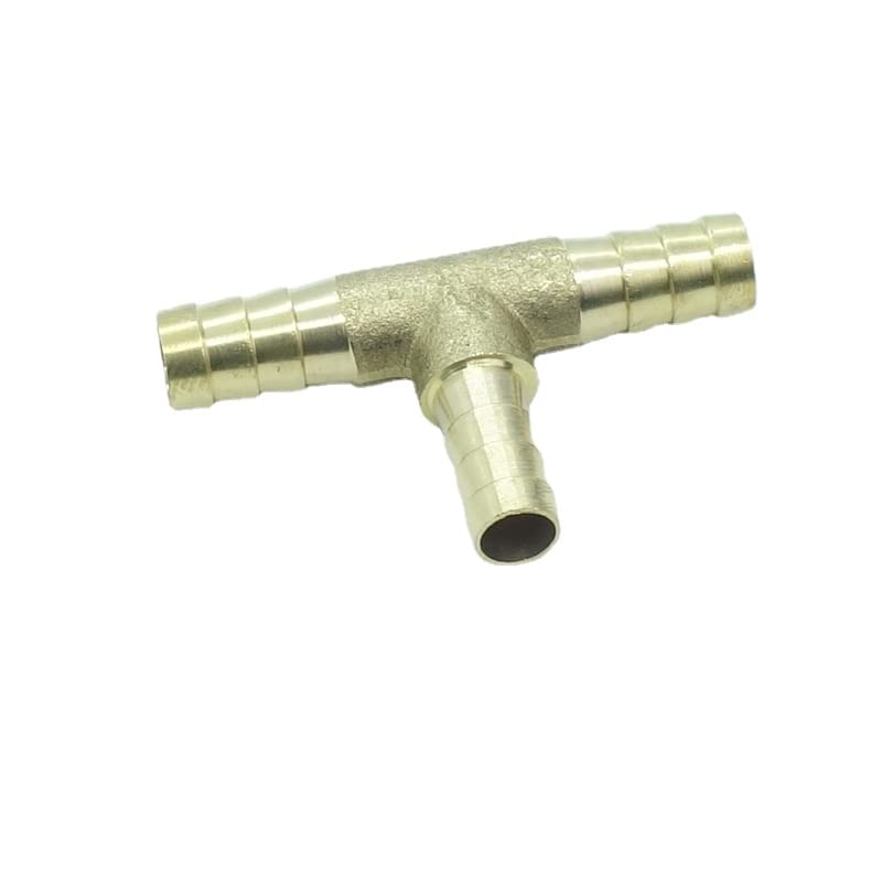 CDQBWKJGFJ 1 Piece Brass Hose Barb Tee Reducer 3/8" x 3/8" x 1/4" Barbed T Fitting 3 Ways Air Hose Union Fitting