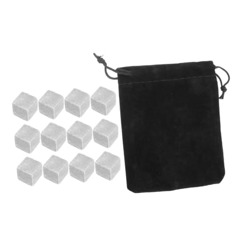 LIGIGWASH 12 Pietre di Marmo per Whisky Riutilizzabili, Cubetti di Ghiaccio in Pietra a Raffreddamento Rapido Sacchetto in Velluto Nero, Set da 12 per Bar, Feste e Degustazioni