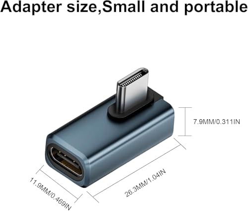Image of ETZIN Right Angle USB C Adapter 1-Pack, 80Gbps /240W PD /8K@60Hz, Right Angle 90 Degree USB C Adapter, Type C Extender Support Thunderbolt 5 /4 for Steam Deck, Switch EPL-1552CC