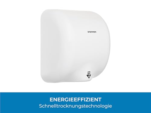 Bremmer Generic Turbo Handtrockner with Hohe Geschwindigkeit, Niedrigenergie, Umweltfreundlich, Elektrischer Trockner. Elektrische Handtrockner für Toiletten Gewerbe weiß