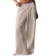 Yeokou Women's Wide Leg Sweatpants Drawstring Elastic High Waisted Baggy Casual Lounge Pants with...