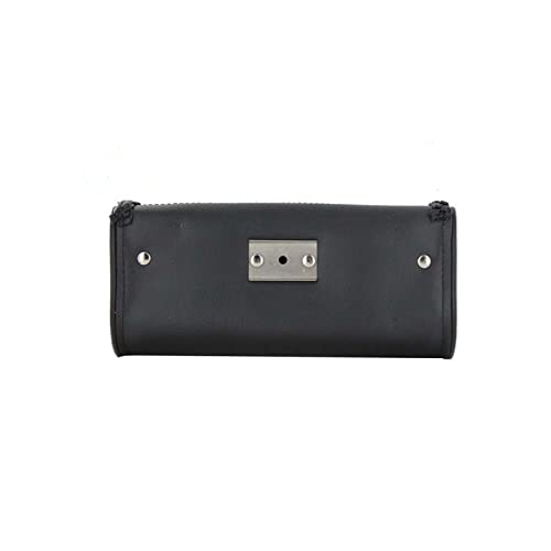 Bolsa para manillar de motocicleta de cuero negro 10" x 3" x 5" miniatura 5