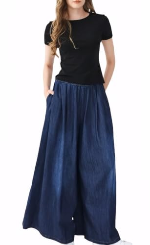 EXPOING Extra Wide Leg Denim Pants for Women Long Jeans