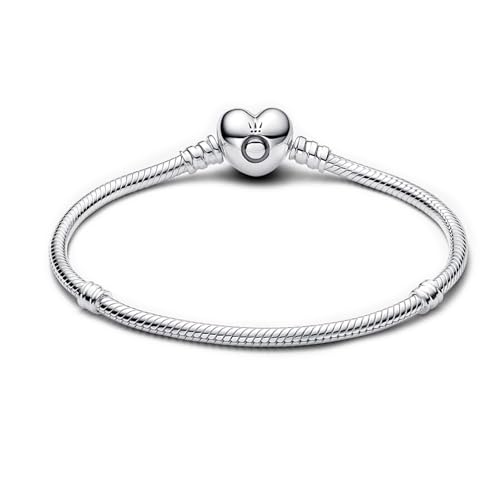 Pandora Jewelry Moments Heart Clasp Snake Chain Charm Sterling Silver Bracelet
