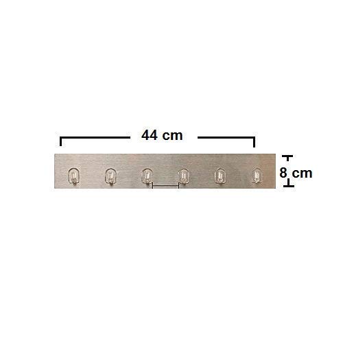 ZIVIK Wall Mounted Hooks Strip with 6 Hooks 2Pcs | Self Adhesive Bathroom Towel Hanger Hook Rail | Bathroom Hook | Multipurpose Kitchen Hanger(Silver) (2, AV-131) 1