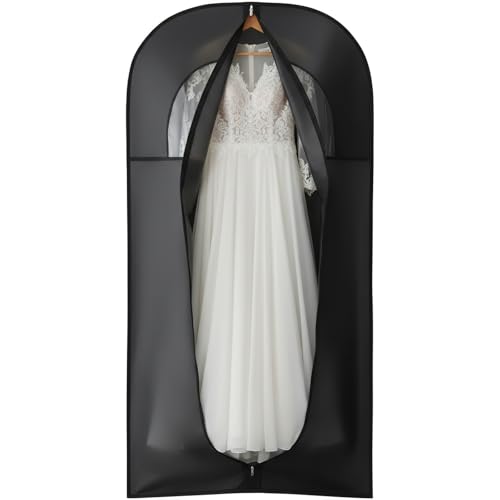 Kimmama Dress Bags for Gowns Garment Bags for Hanging Clothes Garment Protector Cover for Wedding Dress Suit Dance Costumes Coat PEVA Black 23.6 x 65