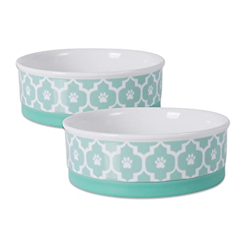 Bone Dry Lattice Collection Pet Bowl & Canister, Medium Set, 6x2