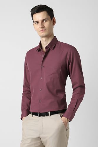 Image of Peter England Men's Slim Fit Full Sleeve Pin-Striped Formal Shirt | Cotton-Rich | Wonder Fabric | Pin Point Oxford