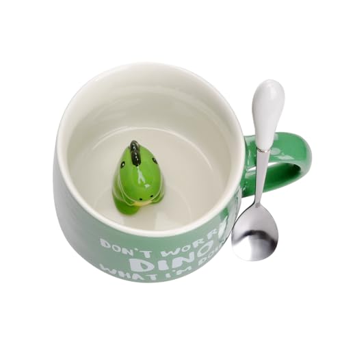 Cute Dinosaurs Mug,Gifts for Women,Kawaii Coffee mugs,3D Animal Morning Cup,Cute Stuff Funny Cool Mugs, Christmas Birthday Presents for Girls Friend Kids Men Wife Mum Grandma Teacher (Dinosaurs)
