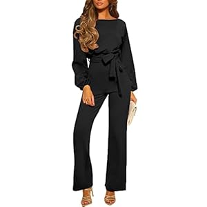 Emiif Vrouwen Casual Lange Mouw Jumpsuits Riemen Dressy Lange Brede Benen Formele Jumpsuit Jumpsuit Dames Taille Wijde…