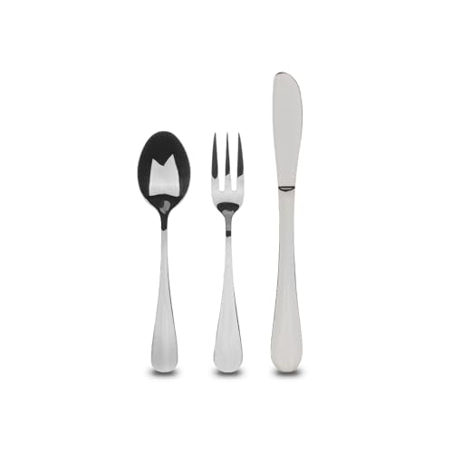 Set 3 cubiertos infantiles en acero inoxidable Bergner colección Munich Silver shiny