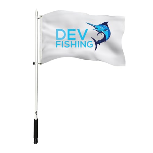 Dev Fishing 43 Boat Flag Pole with Top/ Rocket Launchers Rod Holder for Boats