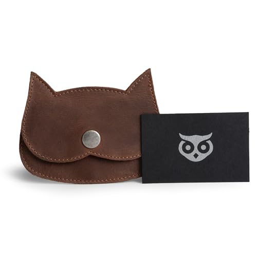 Image of Hide & Drink, Cat Shape Wallet Handmade from Full Grain Leather - Bourbon Brown