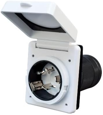 50A RV Power Inlet - Weatherproof White Electrical Connection for Trailers and Campers