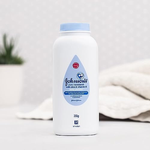 Image of Johnson's Baby Cornstarch Baby Powder, Aloe & Vitamin E for Delicate Skin, Hypoallergenic, No Added Parabens, & Dyes, Silky for Gentle Baby-Skin Care, Baby-Essentials, 9 oz (Pack of 2)