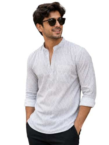 Image of Majestic Man Men's Cotton Regular Fit Short Printed Designer Kurta