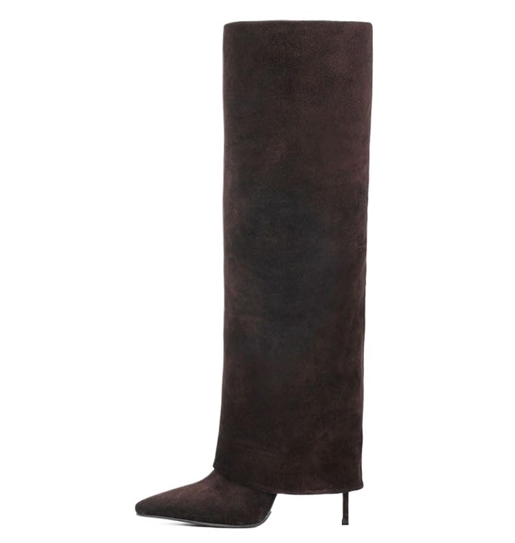 Deep Street Spice Girls Pointy Head Not Over Knee Shiny High Heel Pant Tube Sleeves Womens Knee Length