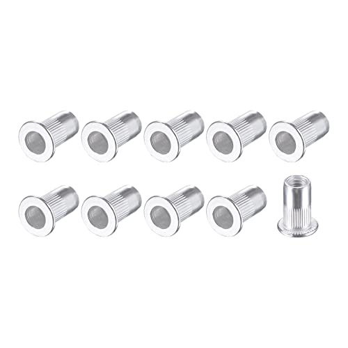 METALLIXITY Rivet Écrous (M5) 50pcs, Aluminium Alliage Moleté Corps Filetage Inserts Écrou - pour Meuble Mécanique Fixations, Argent Ton