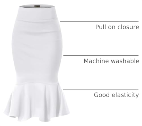 Image of HyBrid & Company Womens Premium Nylon Ponte Stretch Office Fishtail Pencil Skirt High Waist Made in The USA Below Knee