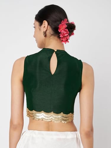 Image of studio rasa Women's Dupion Sequin Embellished Crop Top for Wedding Festive