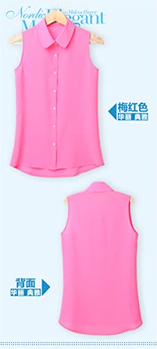 Women's Sleeveless Button Up Shirts for Work Casual Summer Solid Chiffon Blouses Office Shirt Vest2