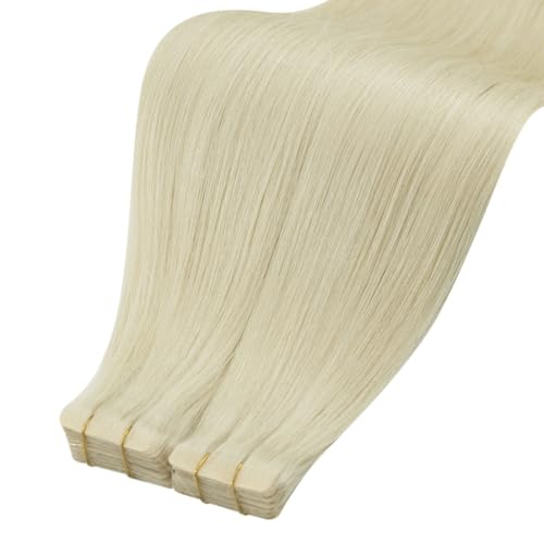 Image of LaaVoo Seamless Human Hair Tape in Injection Extensions Invisible Tape in Hair Extensions Human Hair Tape on Hair Extensions Bleach Blonde 22 Inch 50g 20Pcs