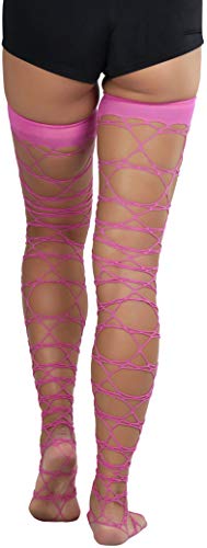 Image of ToBeInStyle Women's Multi-Strand Large Diamond Fence Net Thigh High Stockings