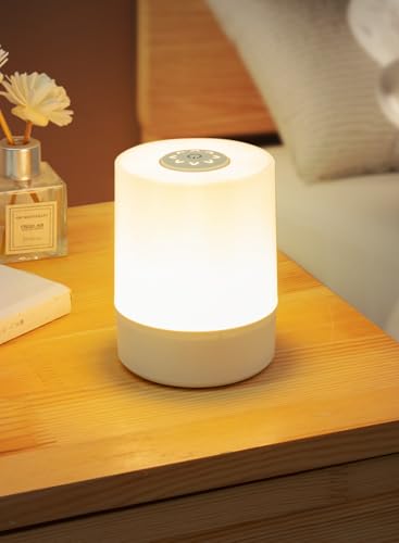 ZEROUS® Lámpara nocturna táctil recargable, lámpara de cama LED regulable con control remoto, lámpara para guardería de...