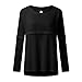 Womens Casual Long Sleeve Shirts Crewneck Loose T Shirt Hollow Out Knit Tee Tops Pullover Hoodie Sweaters for (Black, S)