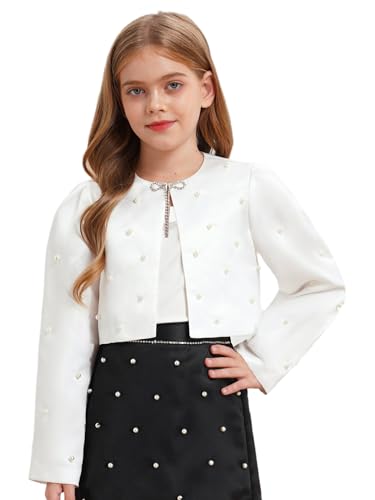 Kids Flower Girls Long Sleeve Sparkly Bolero Cardigan Shrug Dress Cover Up for Wedding Party3