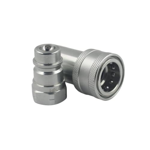 Image of 2-Set 1 /2 inch Ag ISO5675 Carbon Steel Hydraulic Quick Disconnect Coupling Ball Valve,Pioneer Type with Red and Blue Colour Dust Cap