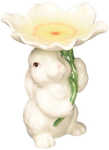 Cosmos 10590 Fine Porcelain Bunny Candy/Candle Holder, 3-3/4-Inch,White