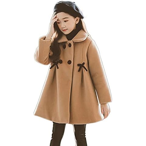 DAIHAN Girls Winter Fleece Coat with Bow-Knot Cover