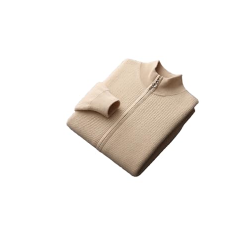 Men Zipper Cardigan Wool Sweater Thick Mock Neck Long Sleeve Sweaters Casual Stand Collar Cardigan