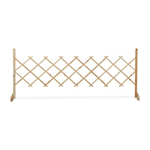 Relaxdays Rankgitter Holz, ausziehbar bis 180 cm, Rankhilfe Kletterpflanzen, Scherengitter freistehend, Garten, Natur
