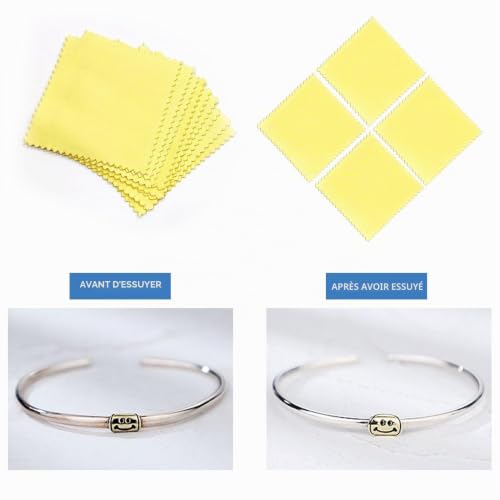 QEEQPF Lot de 15 Chiffons de Nettoyage pour Bijoux Chiffon de Polissage Jaune Antirouille et Anti-oxydation Chiffons de Nettoyage pour Bijoux pour Perle Sterling Or Platine et Argent 8 x 8 cm, cloth, – vue 5