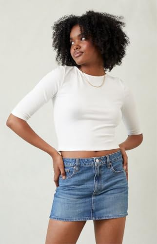 PacSun Women's Bella Stretch Dark Indigo Mid Rise Denim Mini Skirt - Multicolor3